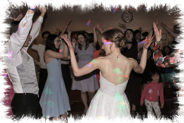 bride with wedding disco dancers